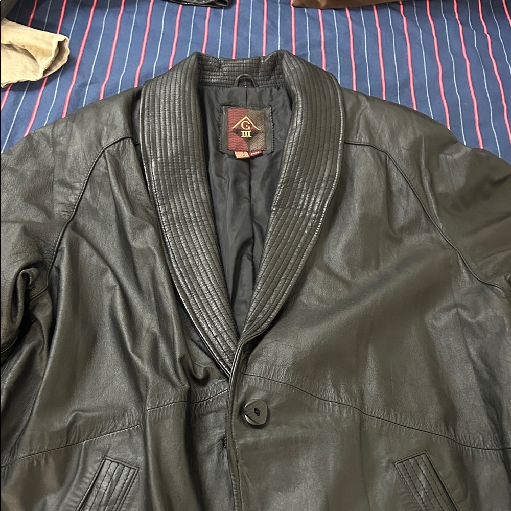 Black Long Leather Coat - Picture 3 of 4